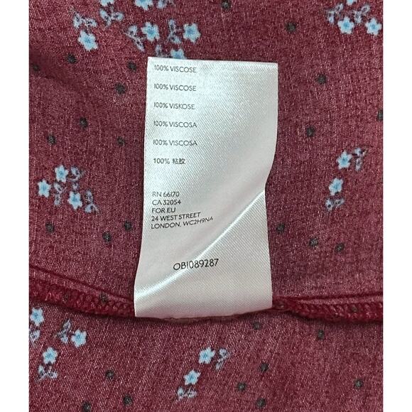 FREE PEOPLE Red Midi IRIS Dress Smocked Square Neck Puff Sleeve Cottagecore S - Picture 10 of 12